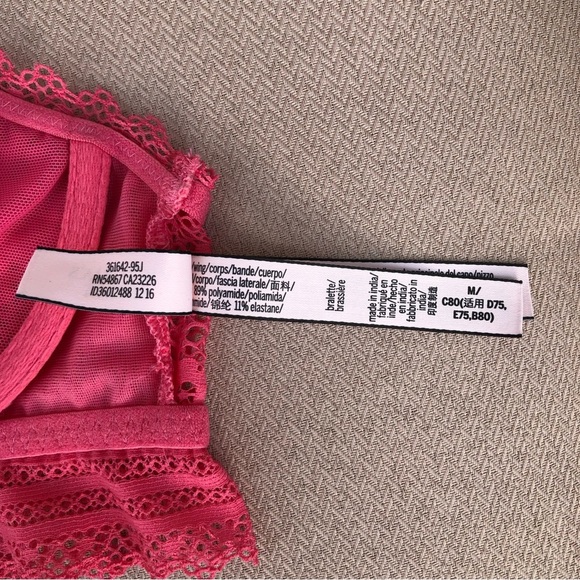 Victoria's Secret Floral Stretchy Lace Pink Racer Back Underwire Bralette M - Picture 11 of 13